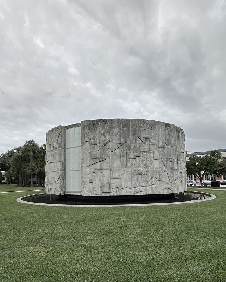 Monument next to Bass museum of Art